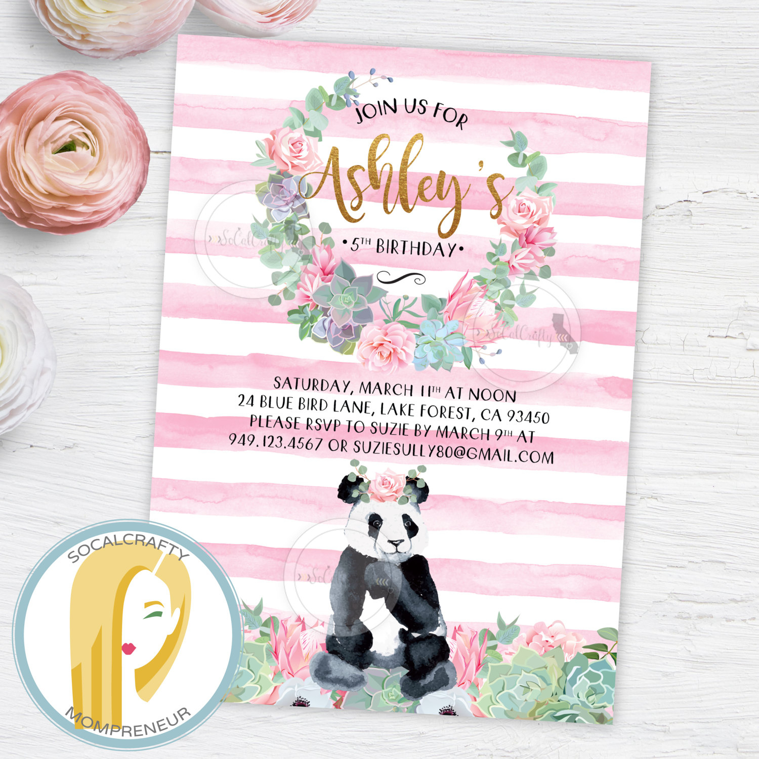 Panda Birthday Party Invitation Panda Bear Invitation Girl | Etsy - Panda Bear Invitations Free Printable