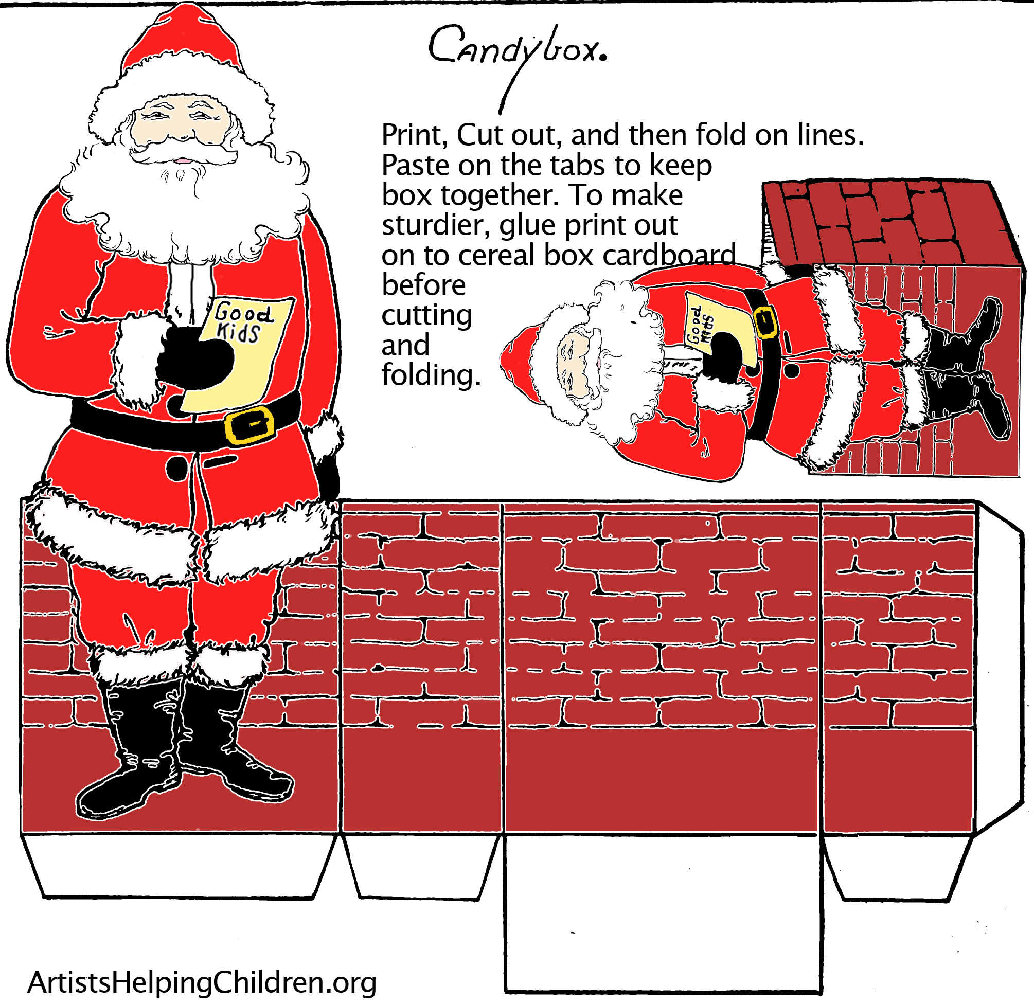 Paper Crafts Templates | Make A Santa Clause Paper Candy Box With - Printable Paper Crafts Free