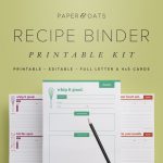 Paper + Oats Printable Planners – Recipe Cards And Pages Formatted   Free Printable Cookbooks Pdf