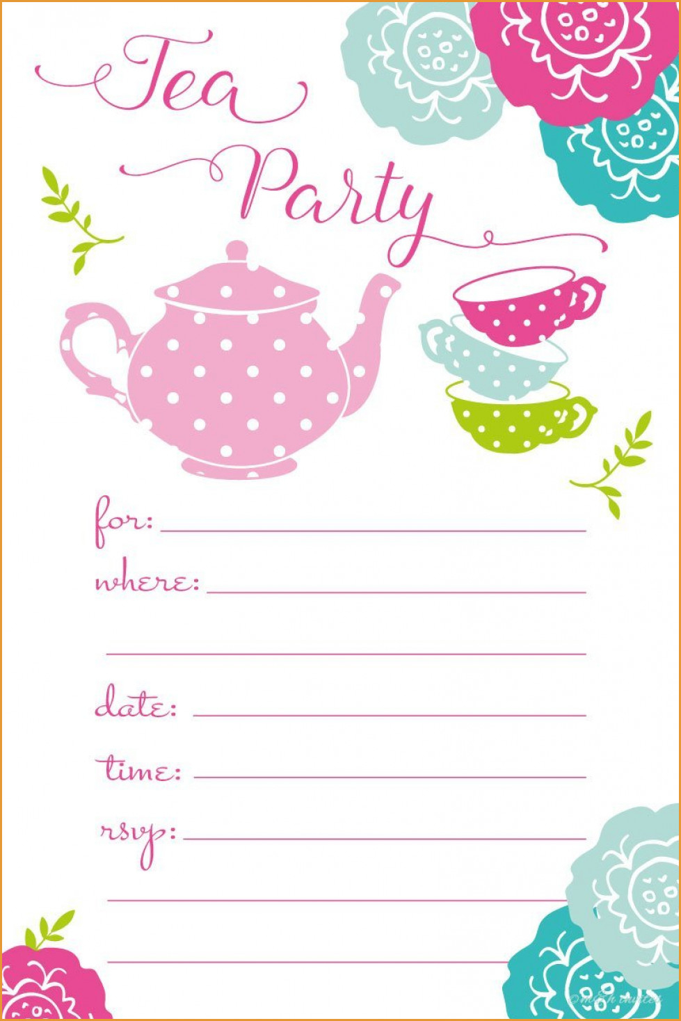 Party Invitations: Tea Party Invitations Tea Party Birthday - Free Printable Polka Dot Birthday Party Invitations