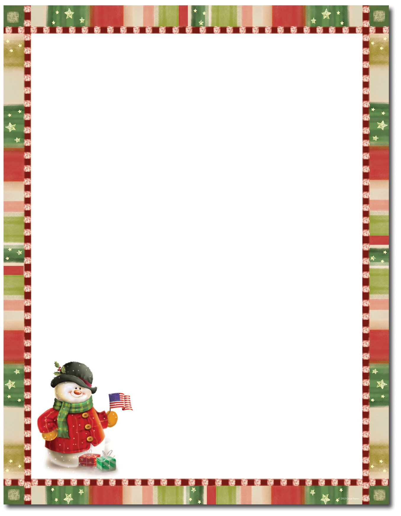 Patriotic Snowman Letterhead | Christmas Stationery | Christmas - Free Printable Christmas Stationary Paper