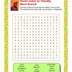 Paul's Letter To Timothy Word Search Bible Activity | Sunday School   Free Printable Bible Games For Youth