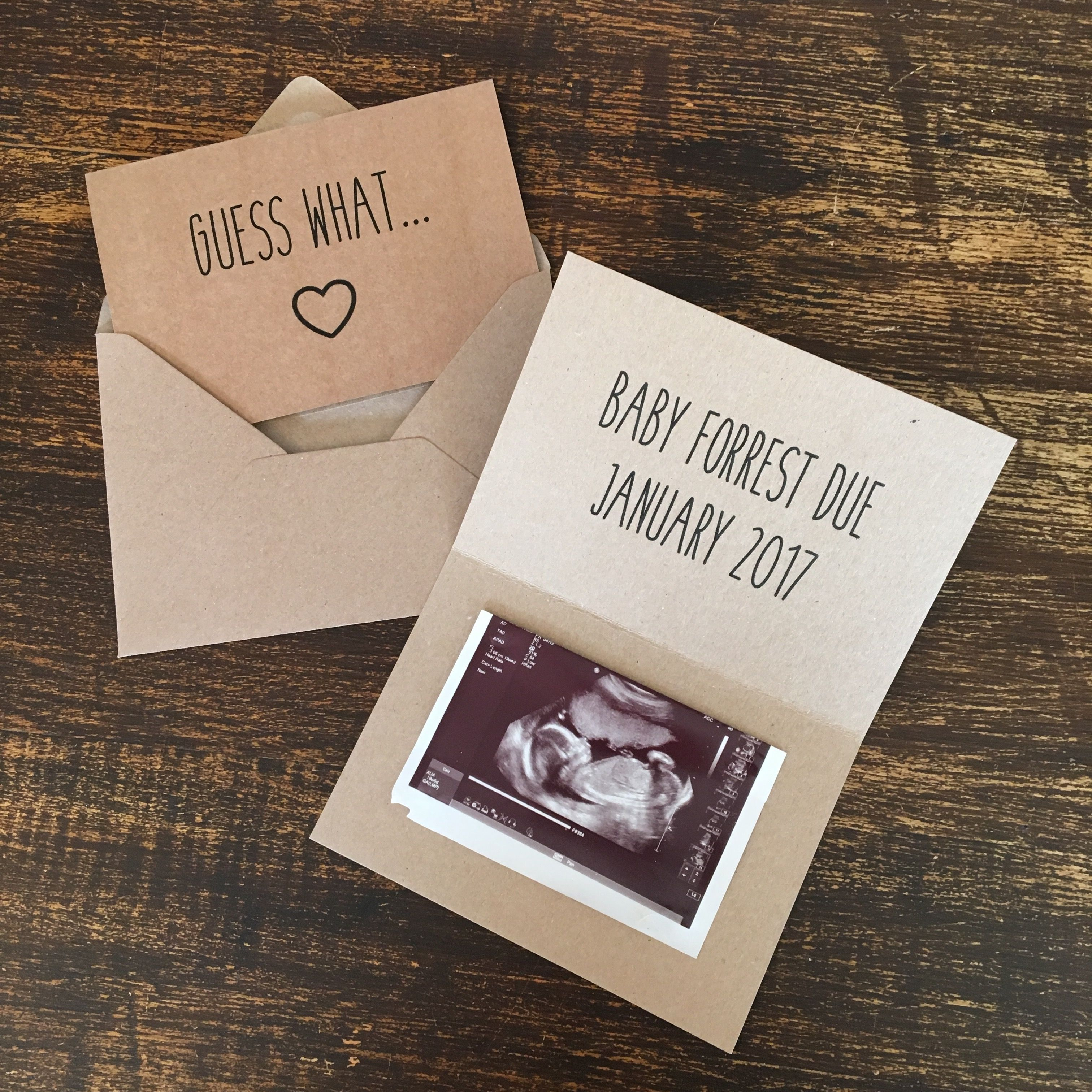 Personalised Surprise Pregnancy Announcement Cards, Handmade, Brown - Free Printable Pregnancy Announcement Cards