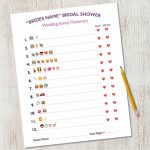 Personalized Bridal Shower Emoji Pictionary / Wedding Emoji | Etsy   Emoji Bridal Shower Game Free Printable
