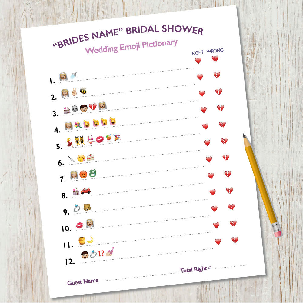Personalized Bridal Shower Emoji Pictionary / Wedding Emoji | Etsy - Emoji Bridal Shower Game Free Printable