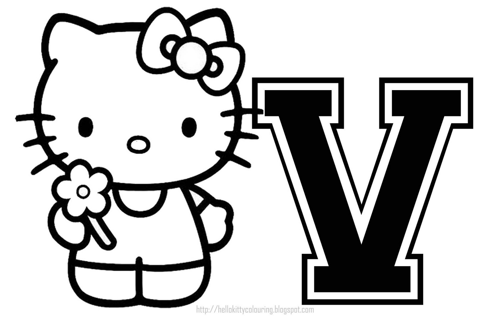 Personalized Coloring Page Initial Letter Hello Kitty - Free Printable Hello Kitty Alphabet Letters