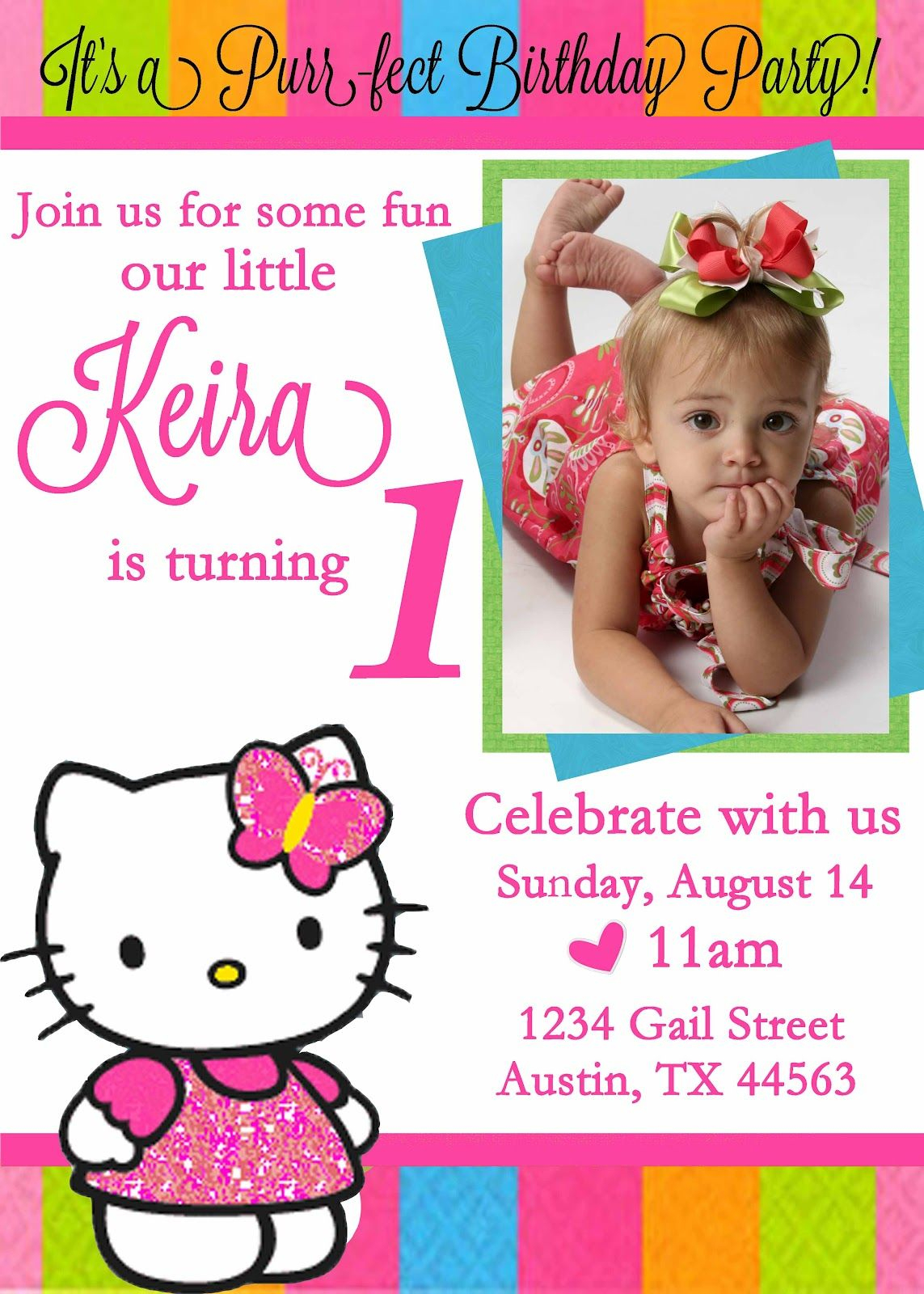 Personalized Hello Kitty Birthday Invitations - | Free Printable - Free Printable Personalized Birthday Invitation Cards
