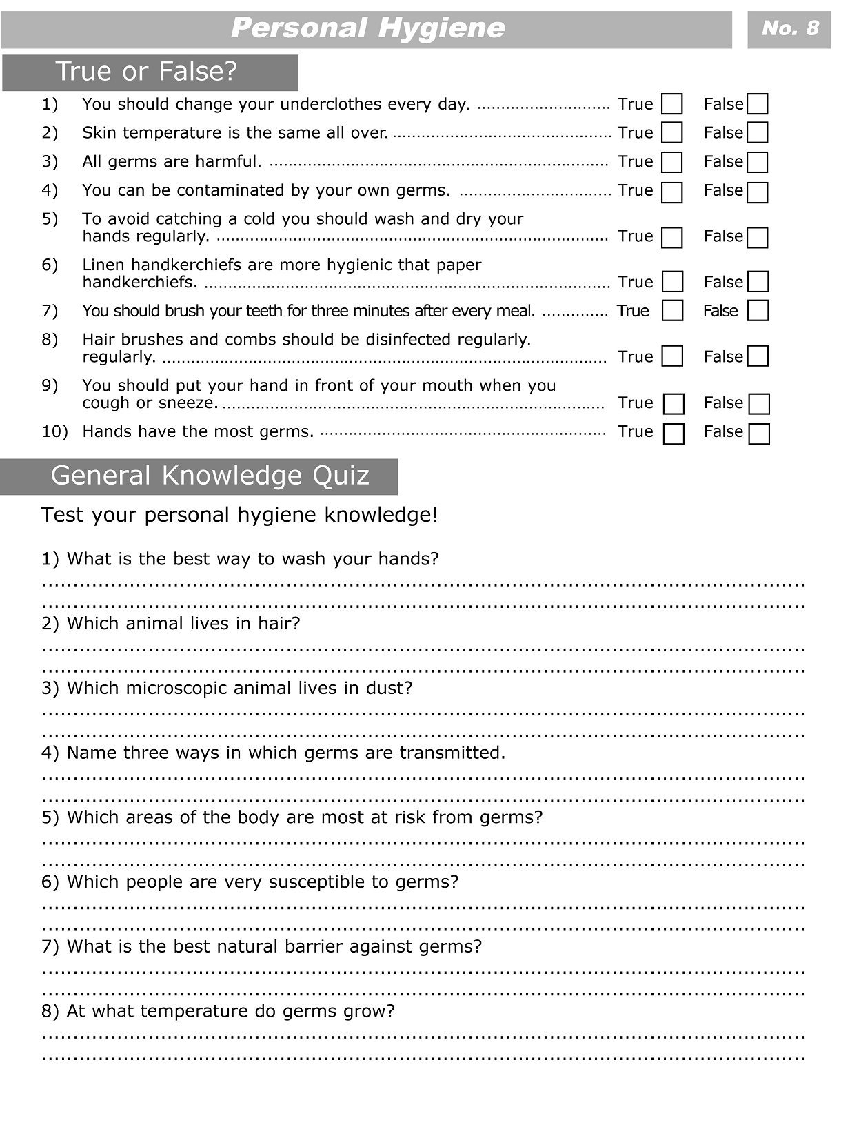 Pesonal Hygiene Worksheets For Kids Level 3 8 … | Hygiene | Hygie… - Free Printable Personal Hygiene Worksheets