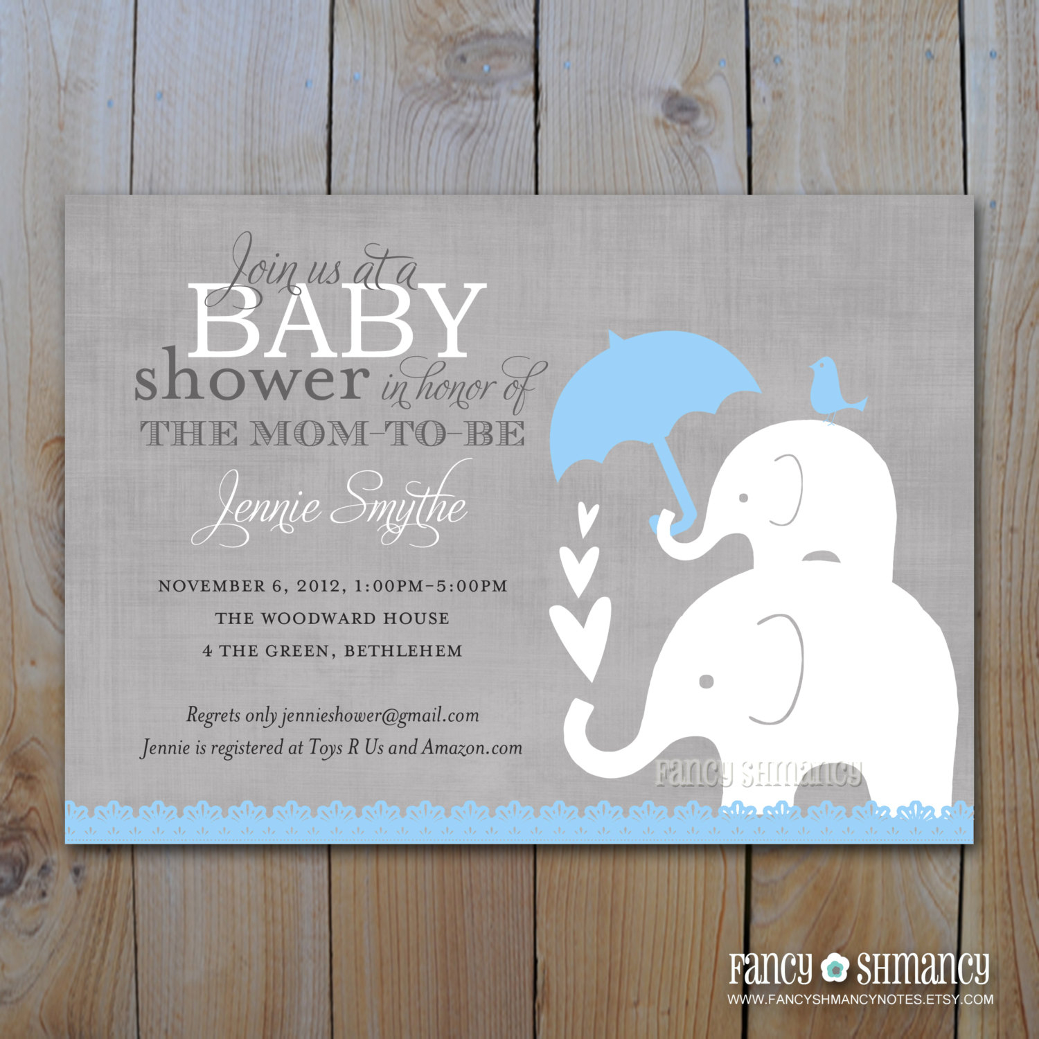 Photo : Elephant Baby Shower Invitation Image - Free Printable Elephant Baby Shower Invitations