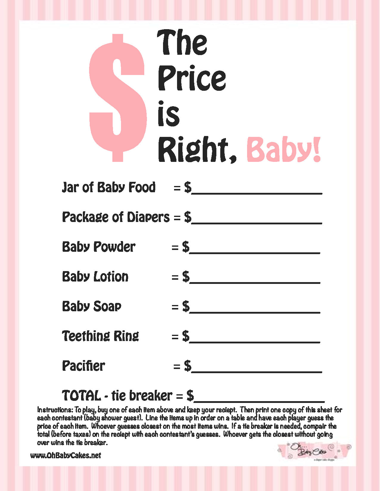 Photo : Free Printable Coed Baby Image - Free Printable Baby Shower Games With Answer Key