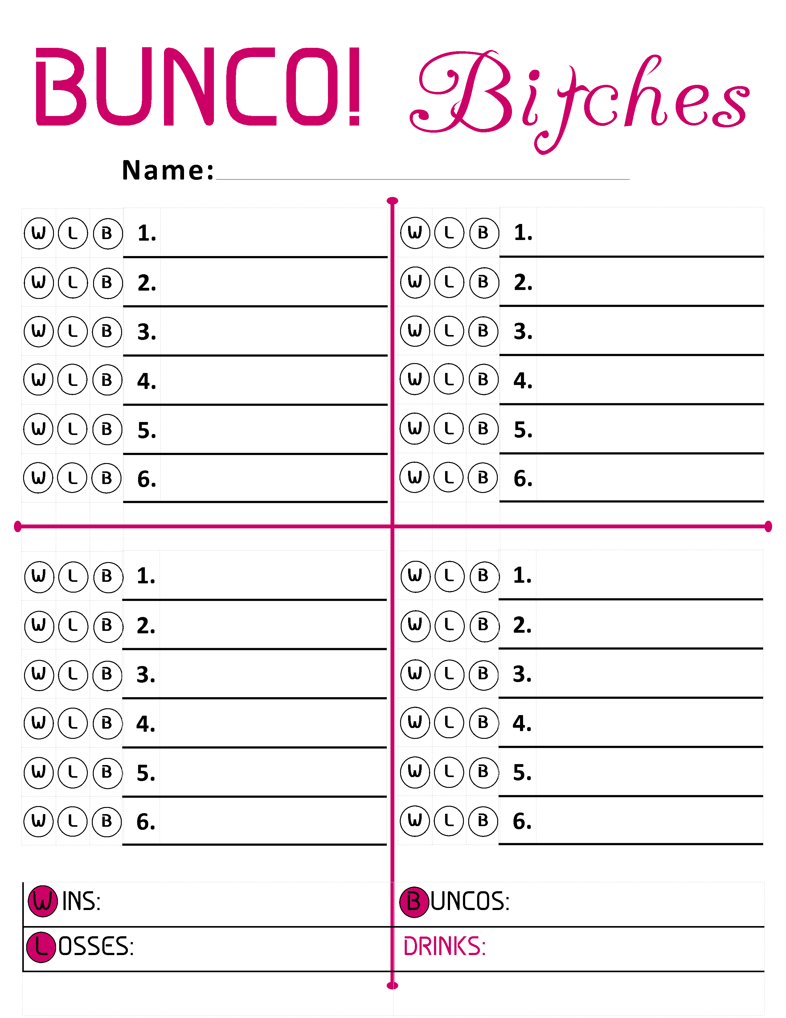 Pinjamie Hansen On Home-Makey - Printable Bunco Score Cards Free