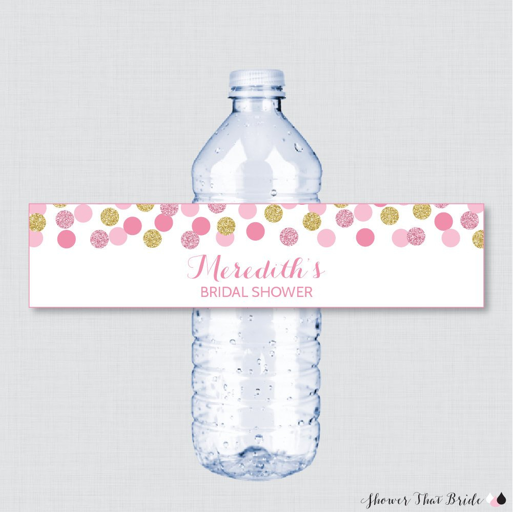 Pink And Gold Bridal Shower Printable Water Bottle Labels Huge Shower - Free Printable Water Bottle Labels Bachelorette