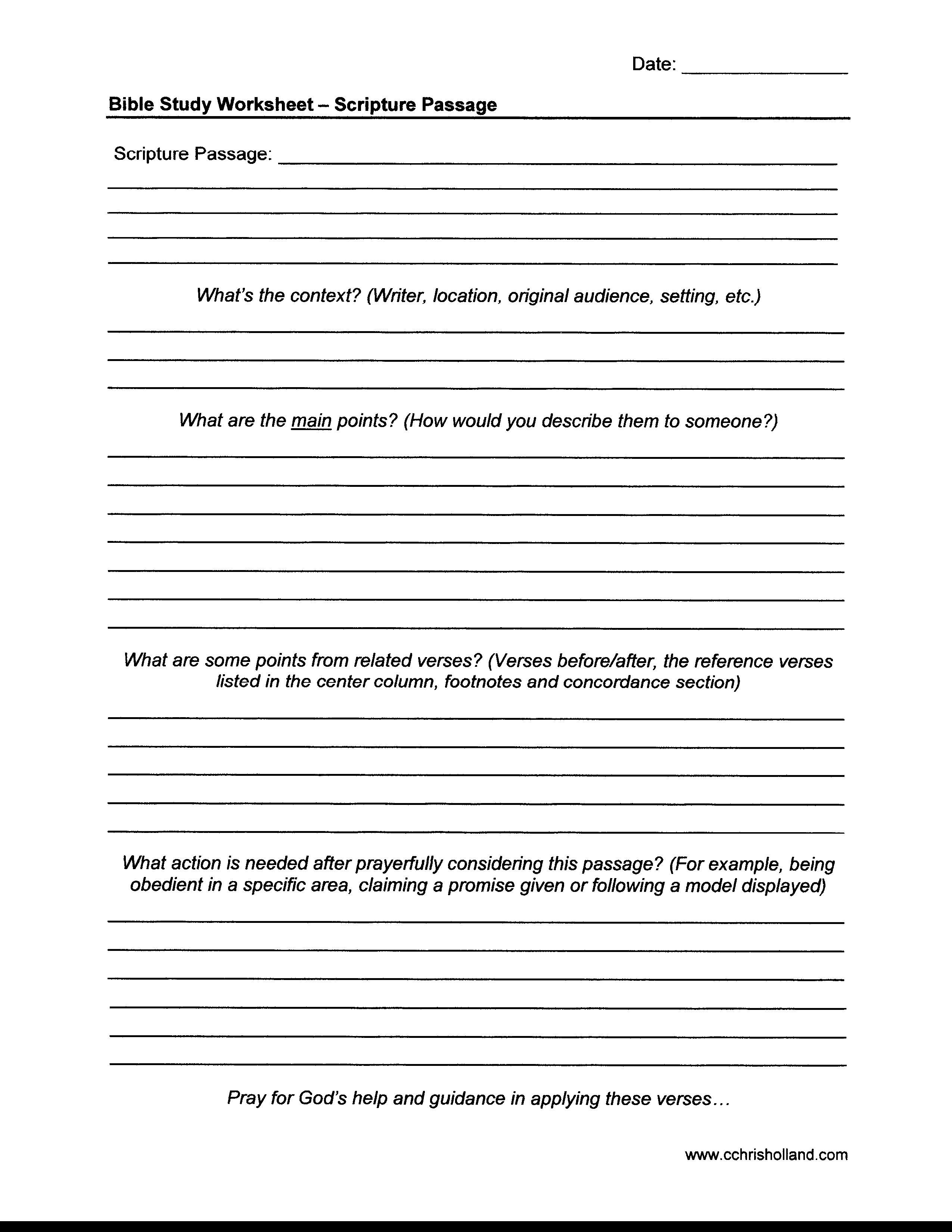 youth bible study worksheets