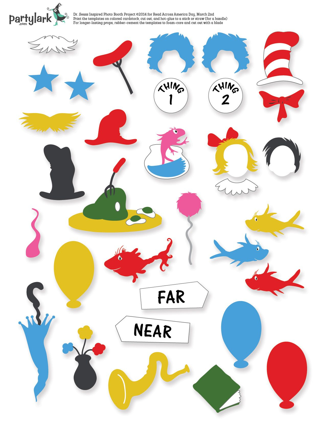 Pinparty Lark On Partytime March: Kiddos &amp;amp; Printables | Dr Seuss - Free Printable Dr Seuss Photo Props