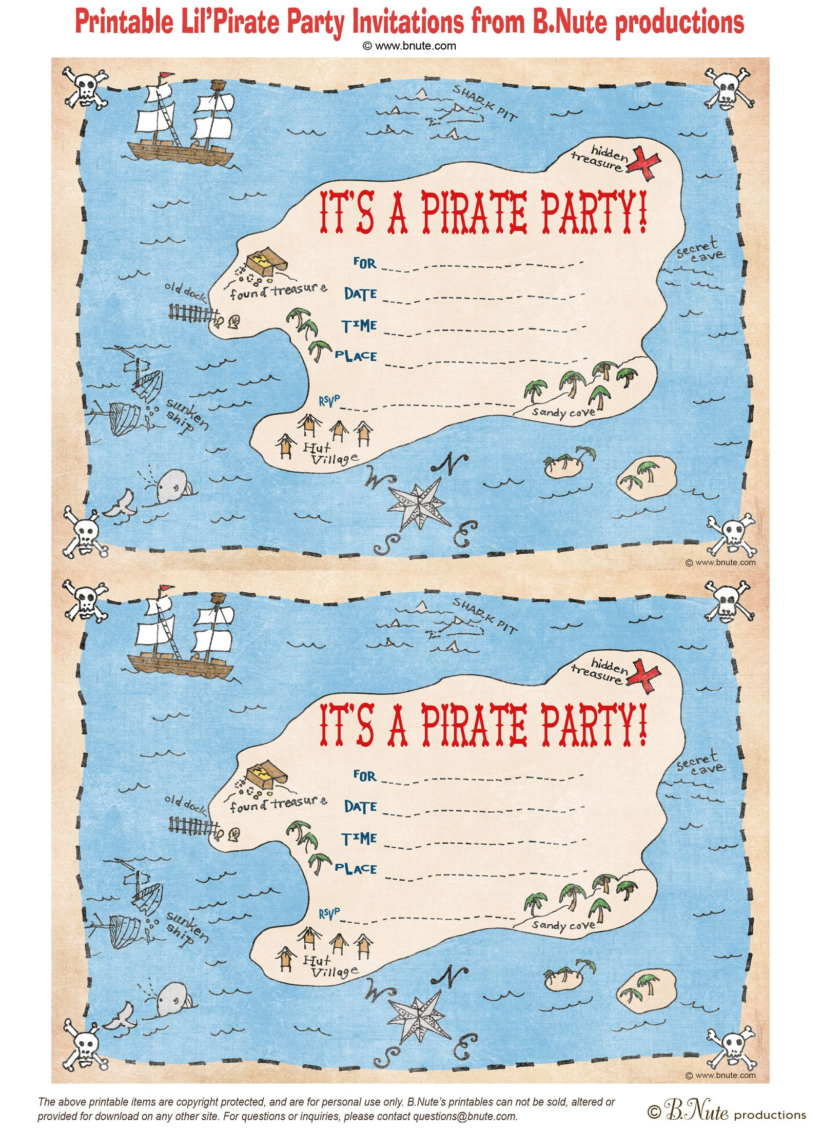 Pintara Hunter On Party Ideas | Pinterest | Pirate Party - Blue&amp;#039;s Clues Invitations Free Printable