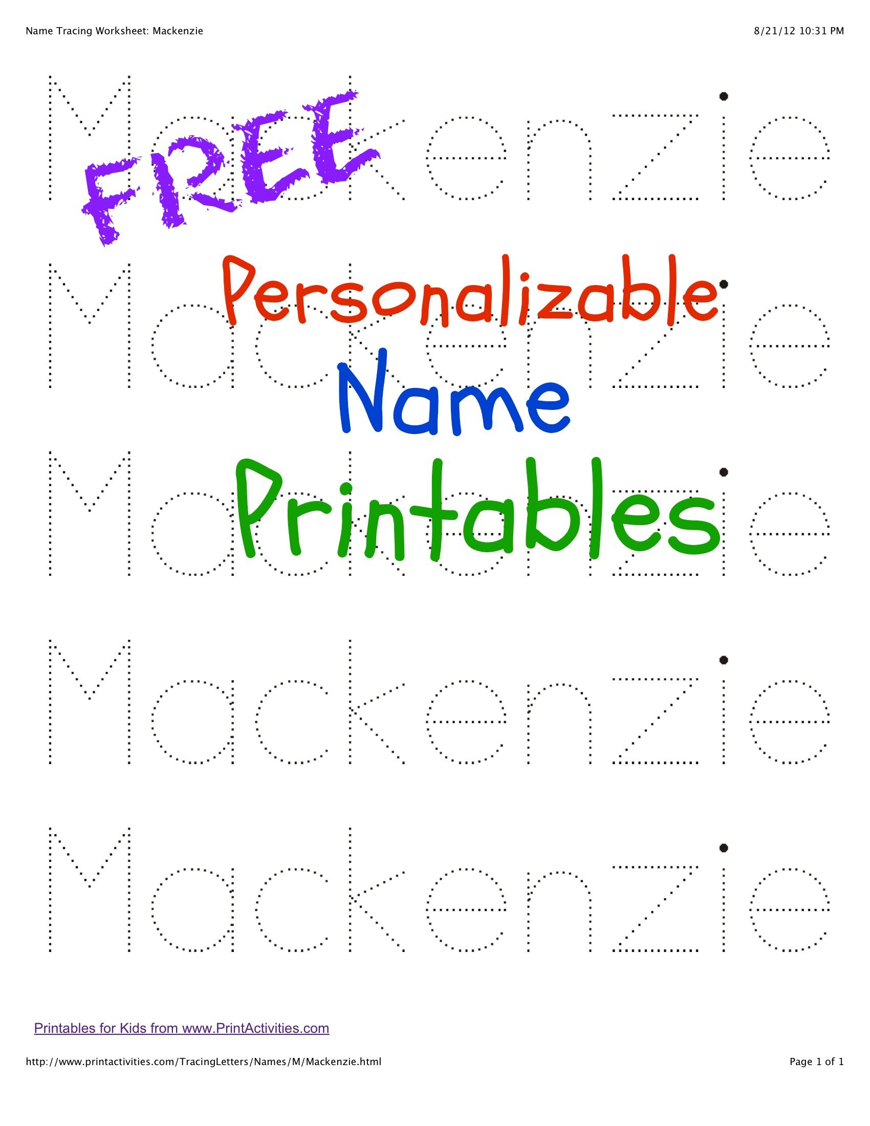 Pintheresa Mcduffie On Educational For Kids | Pinterest - Free Printable Name Worksheets For Kindergarten