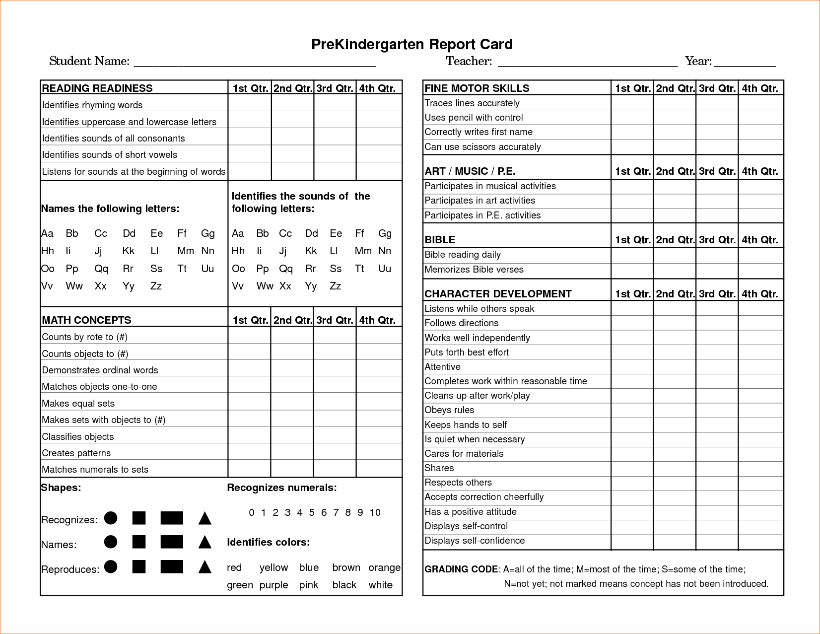 Pinvanessa Semrau On Beginning Of The Year | Kindergarten Report - Free Printable Kindergarten Report Cards