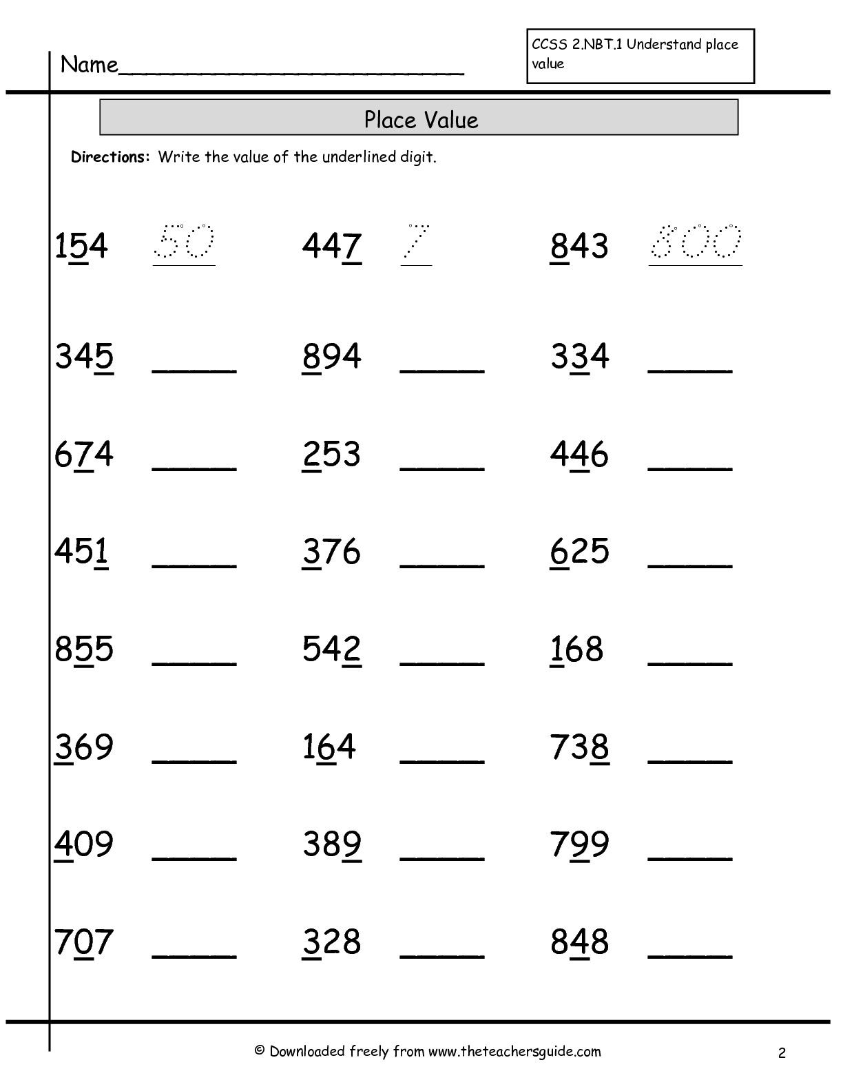 Place Value Worksheets 2Nd Grade To Free Download - Math Worksheet - Free Printable Place Value Worksheets