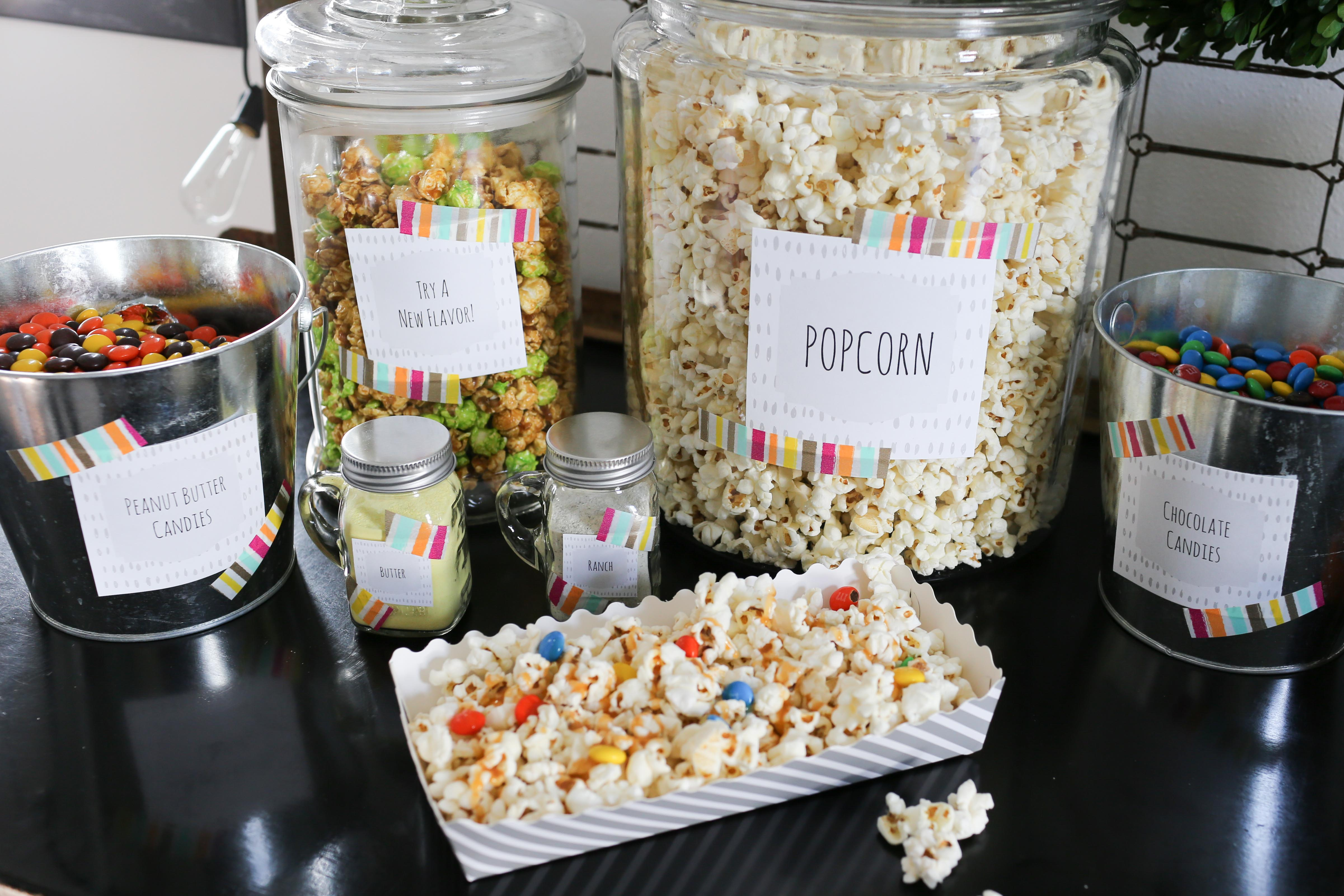 Popcorn Bar | With Free Printable Labels! - Popcorn Bar Sign Printable Free
