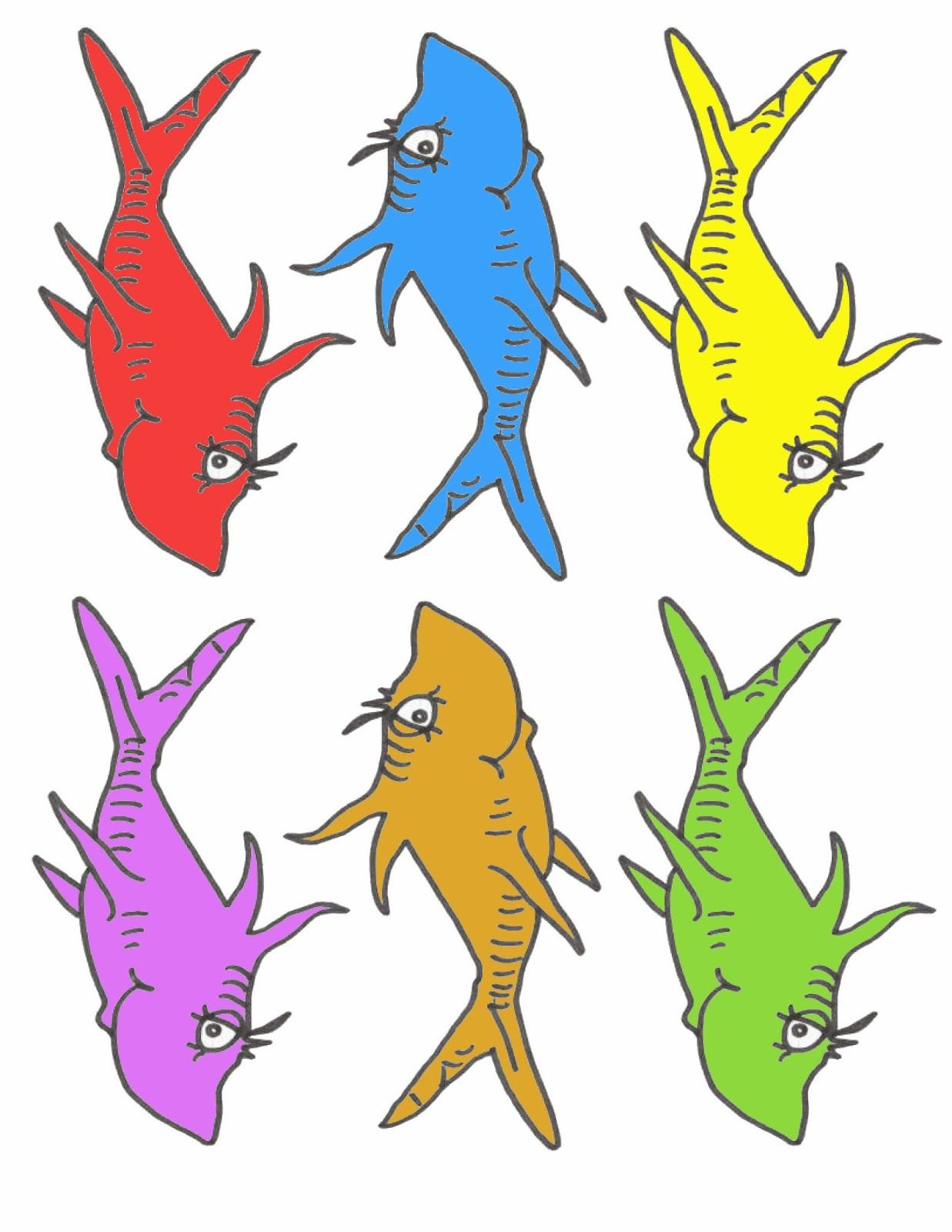 Pre-K Tweets: Free Printable Dr. Suess Fish! | Ymca Activities - Free Printable Dr Seuss Clip Art