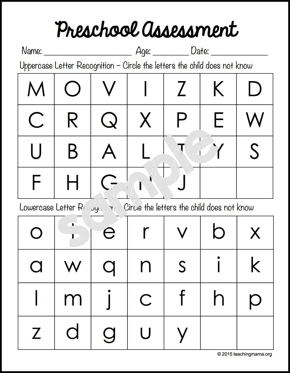 Free Printable Pre K Assessment Forms Free Printable