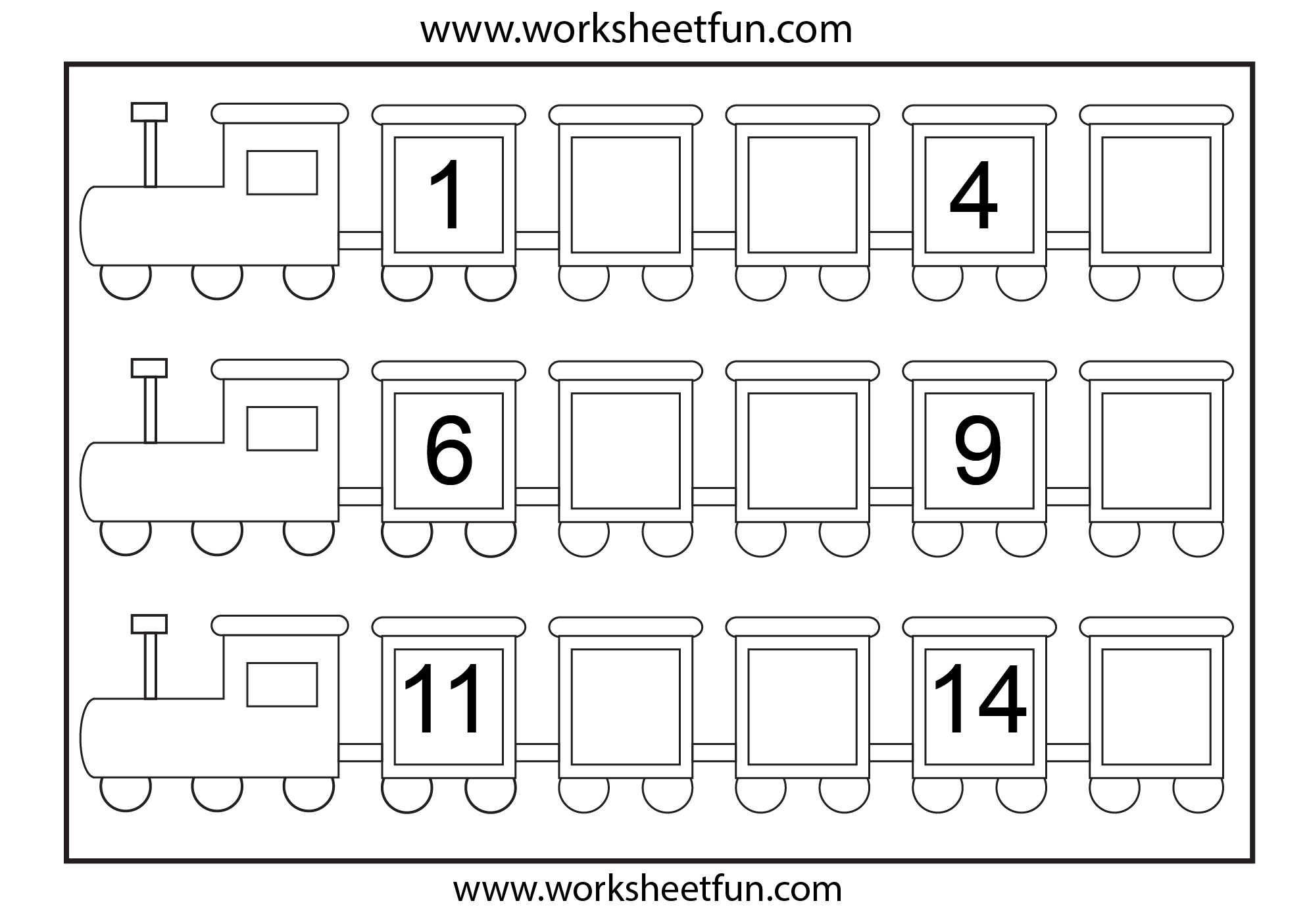Preschool Missing Number Worksheets | Number Train – Missing Numbers - Free Printable Missing Number Worksheets