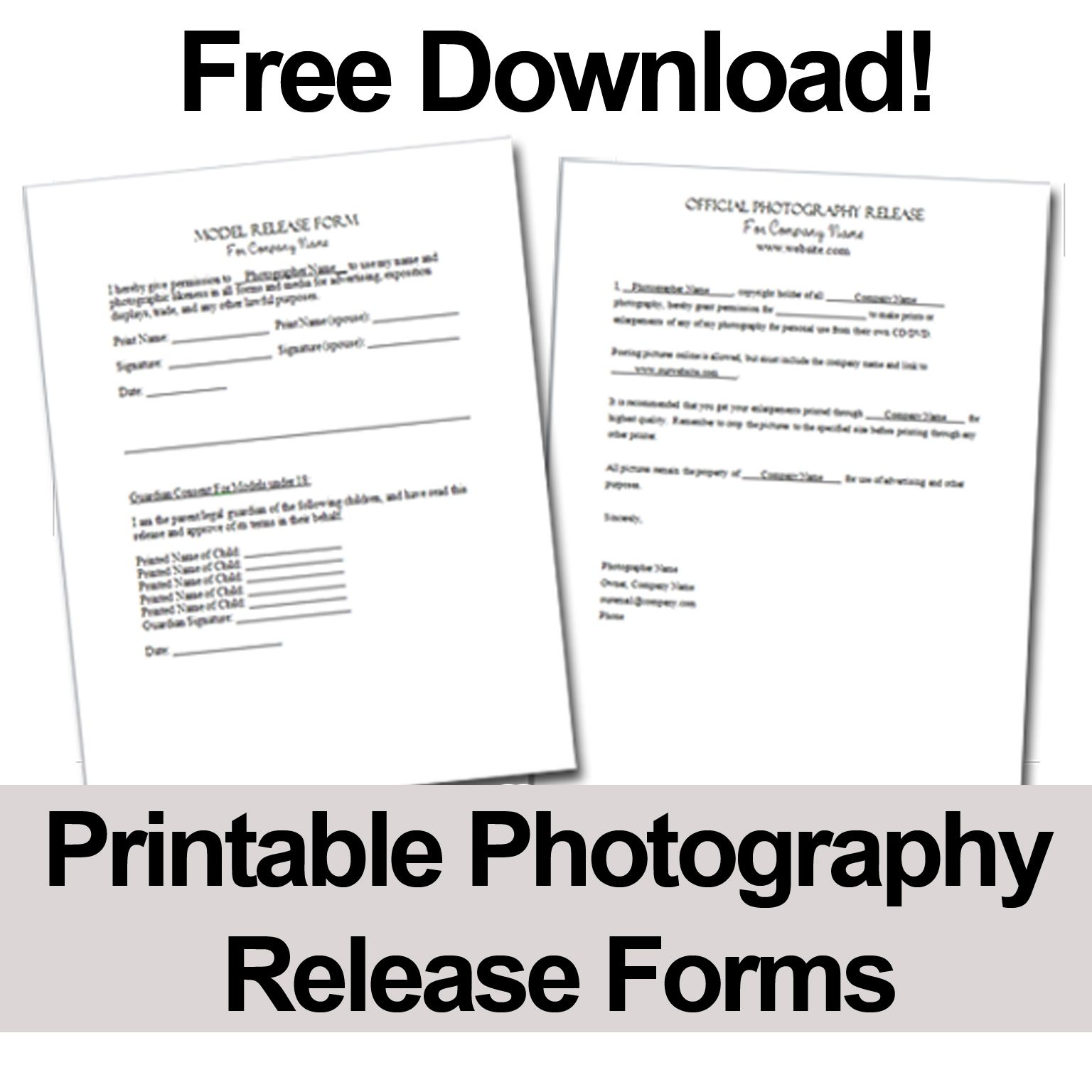 Print These Free Photography Release Forms To Give Your Clients - Free Printable Photo Release Form