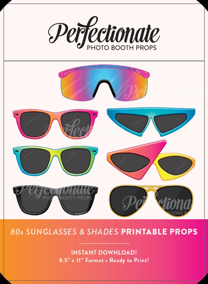 Printable 80S Sunglasses Photo Booth Prop Printable 80S Props | Etsy - 80S Photo Booth Props Printable Free