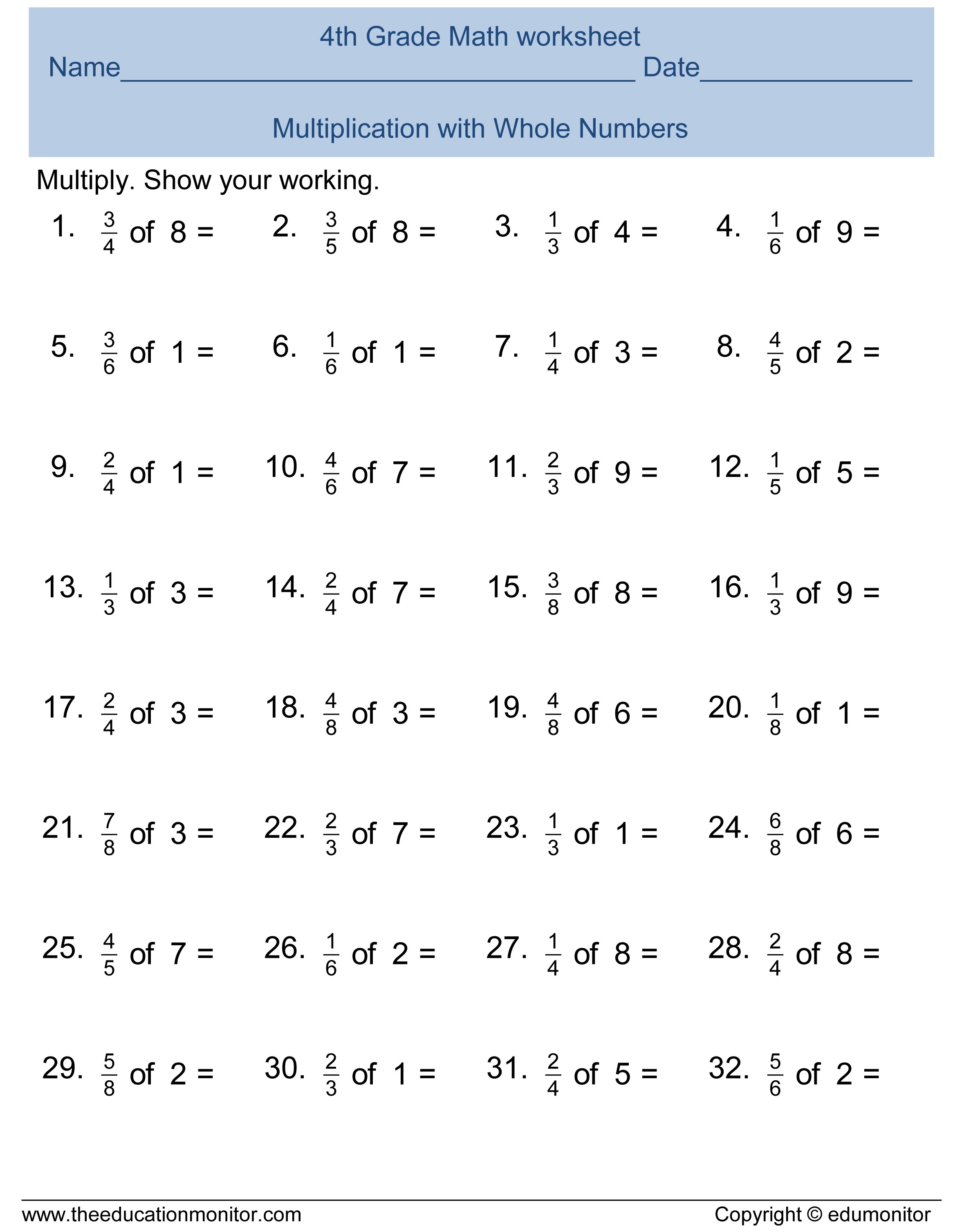 Printable 8Th Grade Math Worksheets Fourth Grade Math Worksheets - Free Printable Math Worksheets For 4Th Grade