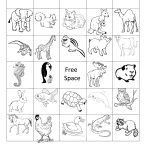 Printable Animal Bingo Card 5 Black And White Coloring Sheet   Free Printable Animal Cards