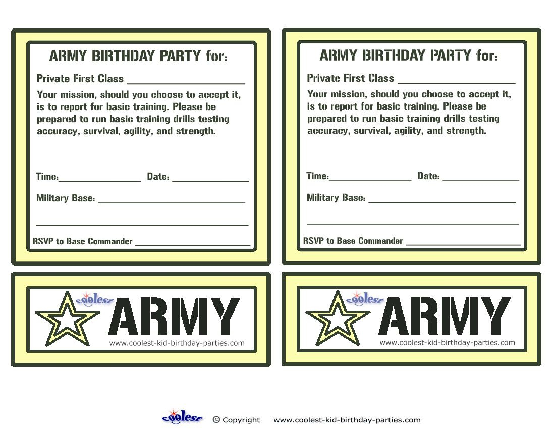 Printable Army Invitations - Coolest Free Printables | For Rhett - Free Printable Camouflage Invitations