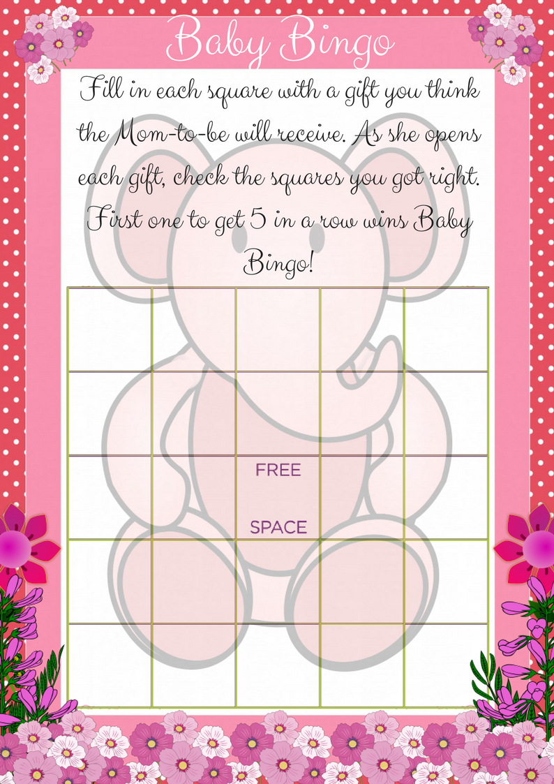 Printable Baby Shower Bingo Game - Elephant Theme - Printable Baby Shower Bingo Games Free