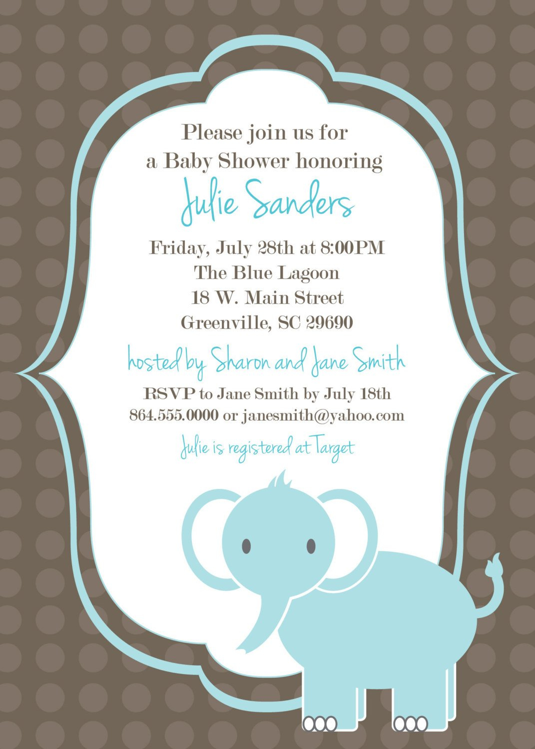 Printable Baby Shower Invitation Elephant Boy Light Blue Delta - Free Baby Boy Shower Invitations Printable