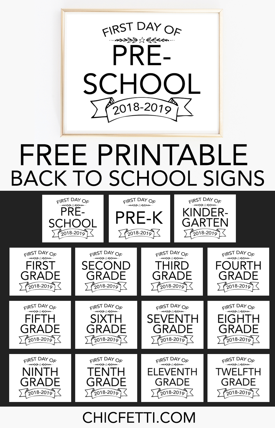 Printable Back To School Signs - Print Our Free First Day Of School - Free Printable First Day Of School Signs