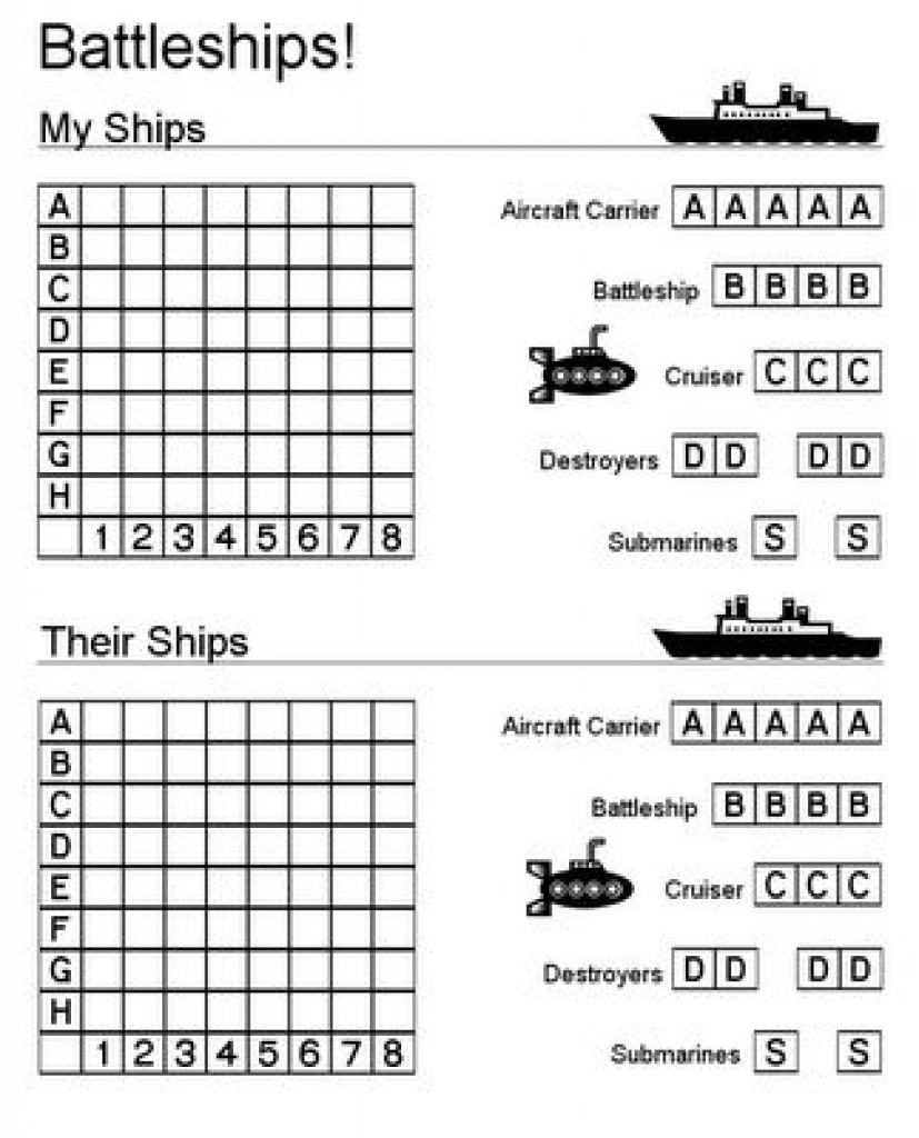 Printable Battleship Game (And Other Printables). Would Also Be - Free Printable Battleship Game
