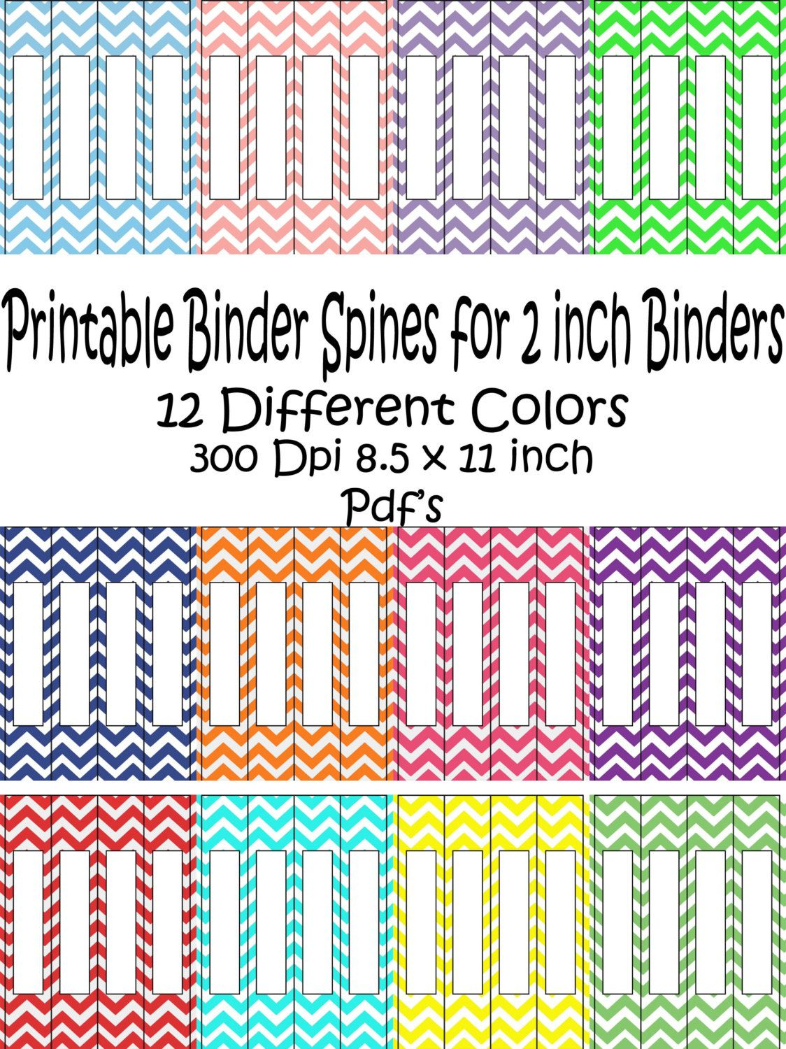 Printable Binder Spine Pack Size 2 Inch-12 Different Colors In - Printable Binder Spine Inserts Free