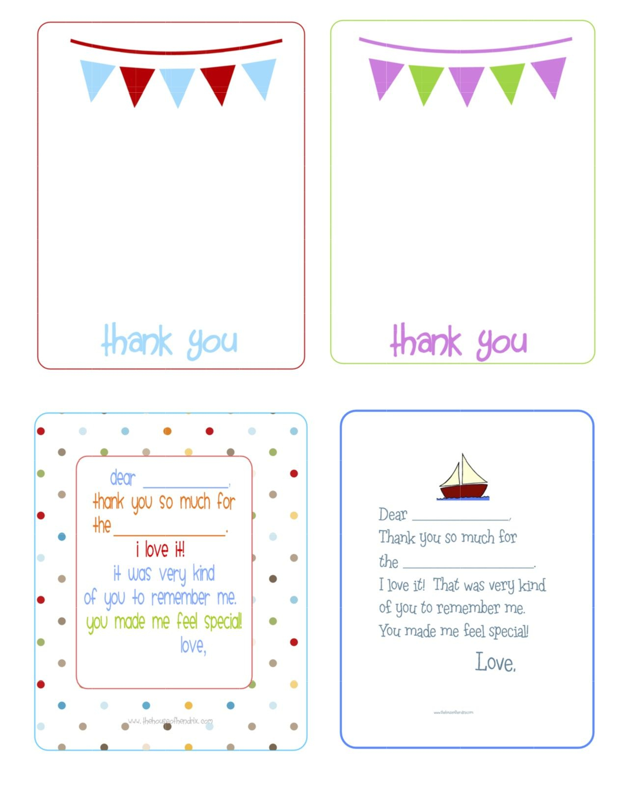 Printable Birthday Thank You Cards - | Printables &amp;amp; Fonts - Free Printable Thank You Notes