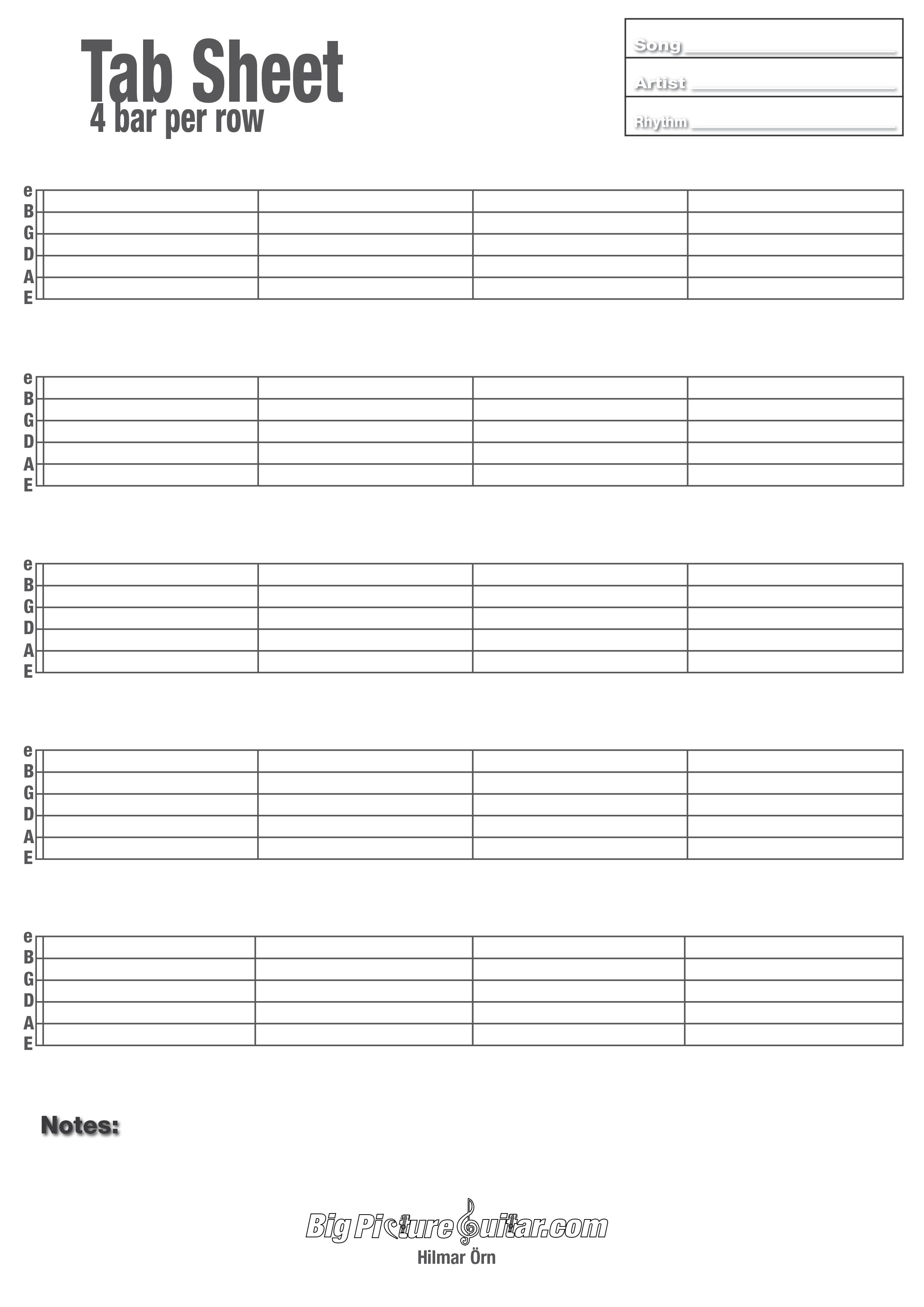 Printable Blank Guitar Tab Sheets | Music In 2019 | Pinterest - Free Printable Guitar Tablature Paper