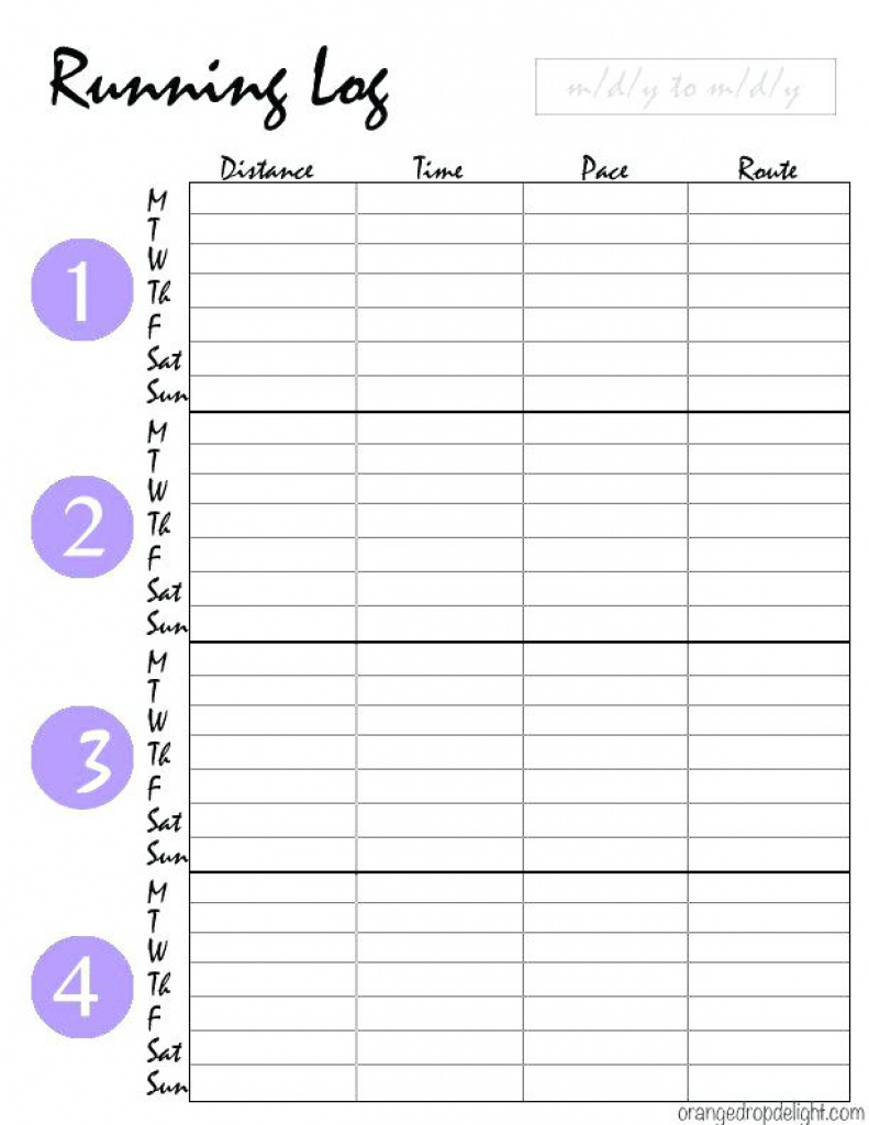 Printable Blank Workout Log Template Free Training Diary Word - Free Printable Running Log