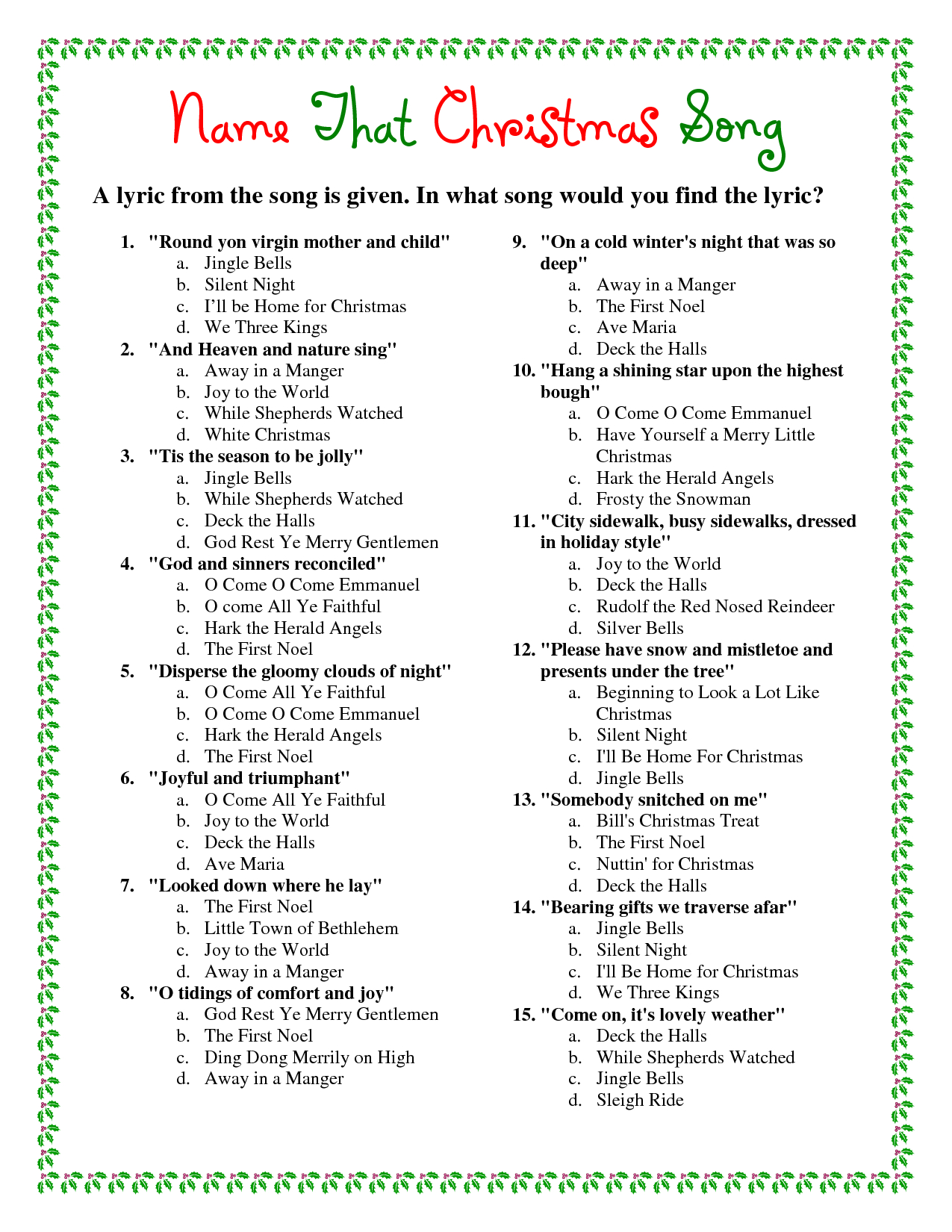 Printable Christmas Song Trivia | Christmas | Pinterest | Juegos De - Free Printable Christmas Song Picture Game