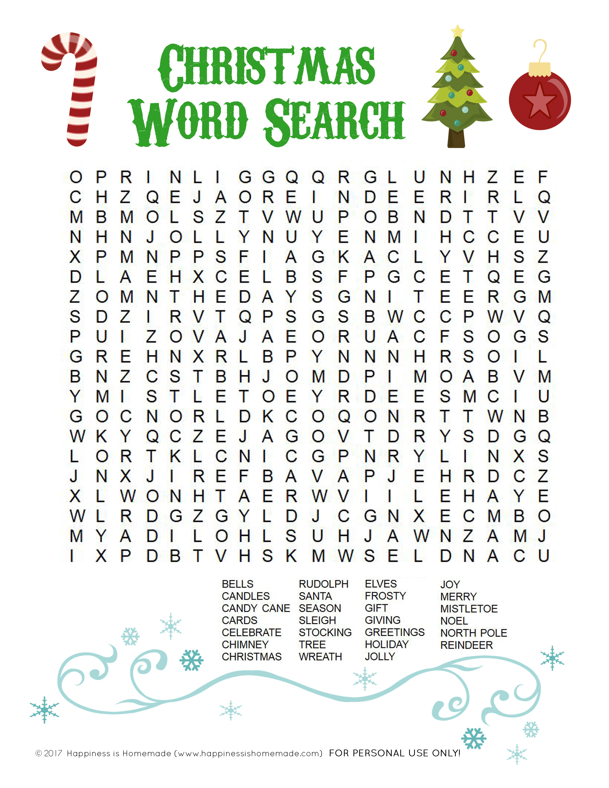 Printable Christmas Word Search For Kids &amp;amp; Adults - Happiness Is - Free Printable Christmas Puzzles And Games