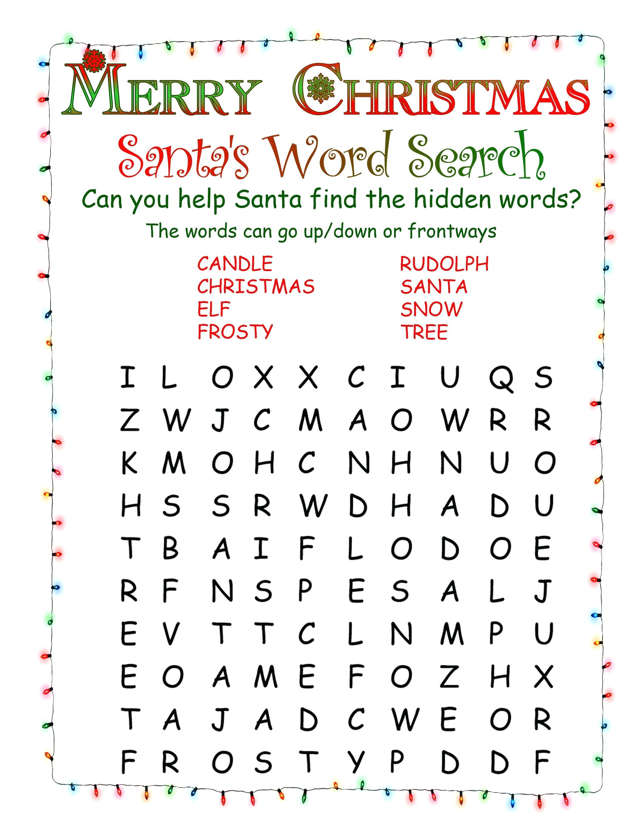 Printable Christmas Word Search – Myheartbeats.club - Free Printable Word Searches For Middle School Students