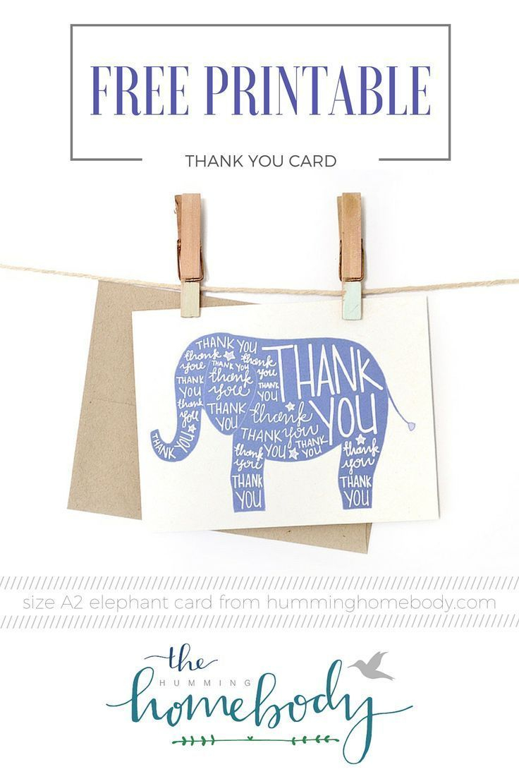 Printable Elephant Thank You Card | Printables | The Best Downloads - Free Printable Baby Registry Cards