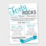 Printable Forty Rocks Birthday Party Bash Invitation, Surprise   Free Printable Surprise 40Th Birthday Party Invitations