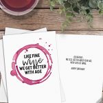 Printable Funny Wine Birthday Card Instant Download // Fine Wine   Free Printable Funny Birthday Cards For Coworkers