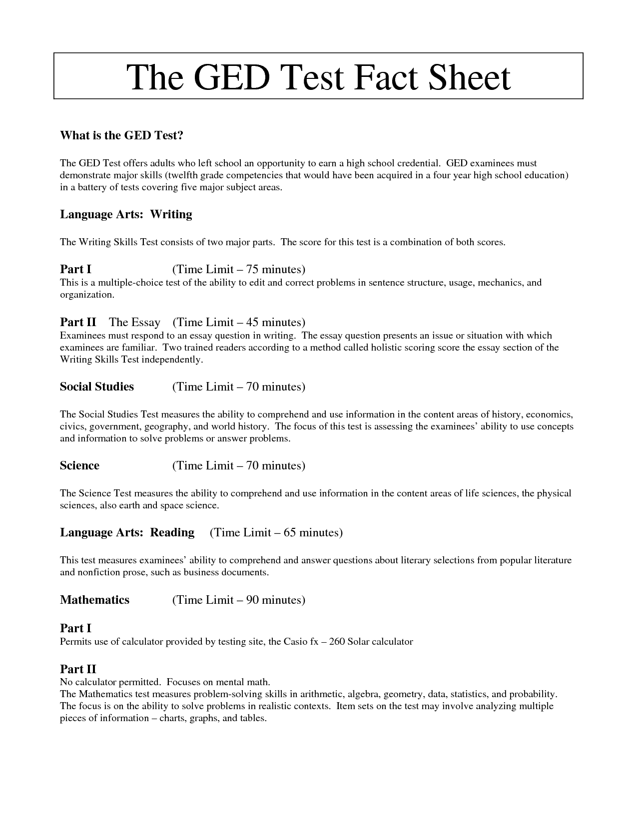 Free Printable Ged Worksheets