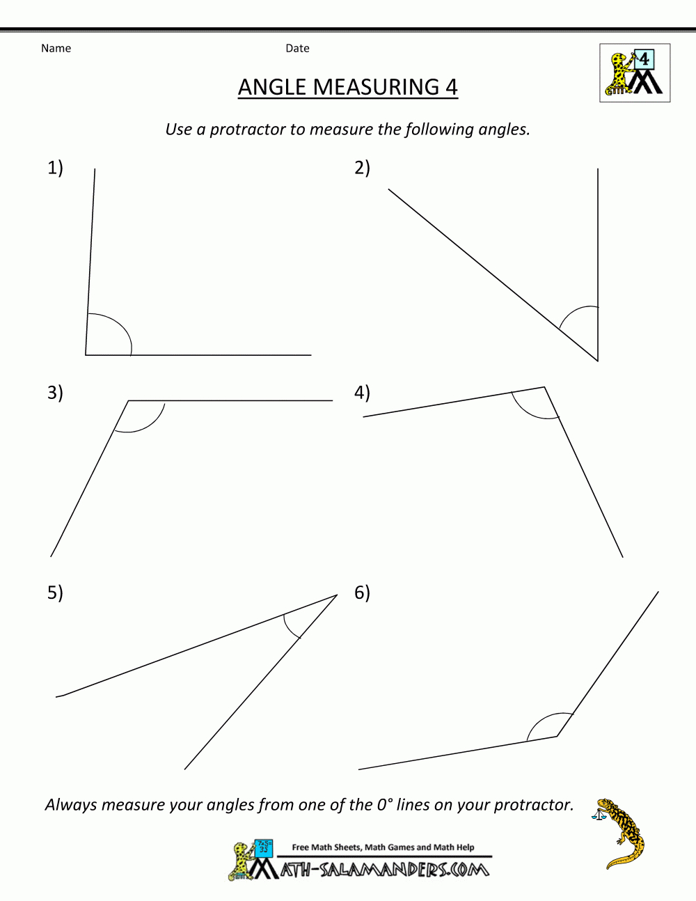 Printable Geometry Worksheets Angle Measuring 4 | Math | Geometry - Free Printable Geometry Worksheets For 3Rd Grade