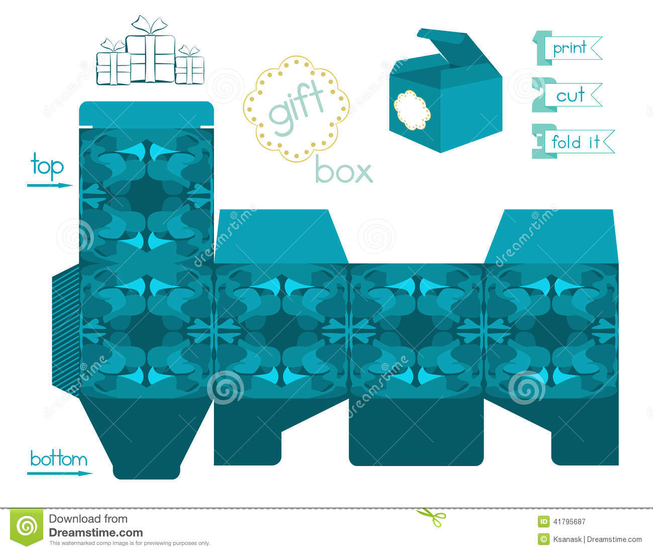 Printable Gift Box With Abstract Pattern Stock Vector - Illustration - Printable Box Templates Free Download