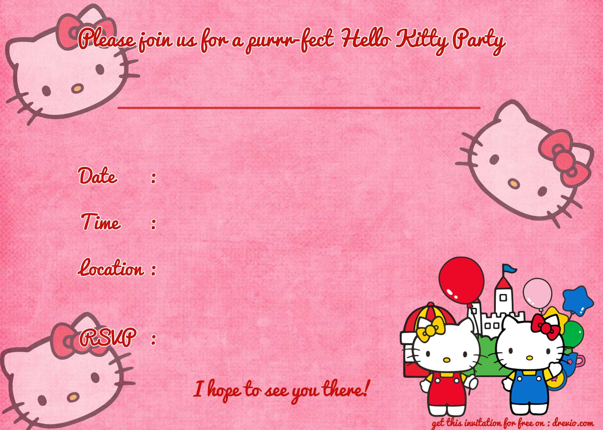 Printable Hello Kitty Birthday Invitation | Party | Pinterest - Hello Kitty Free Printable Invitations For Birthday