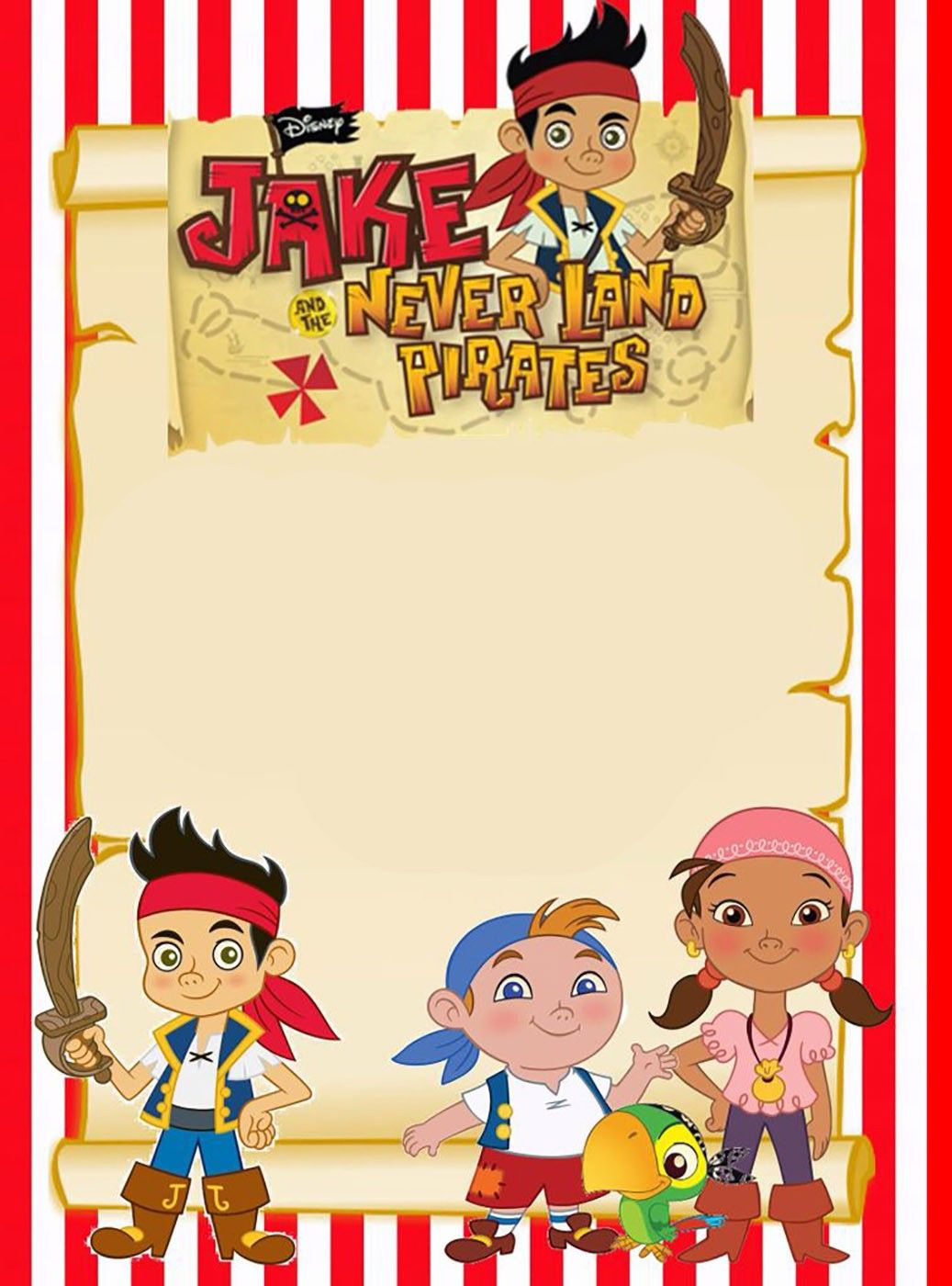 Printable Jake And Neverland Pirates Invitation Template - Free Printable Jake And The Neverland Pirates Cupcake Toppers